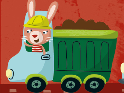 Bunny Truck bunny childrens art dump truck rabbit vector