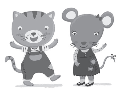 Cat and Mouse cat character design illustration kids mouse