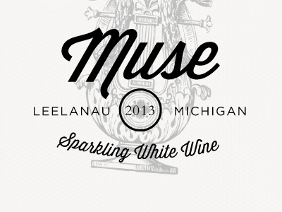 Muse label lyre script wine