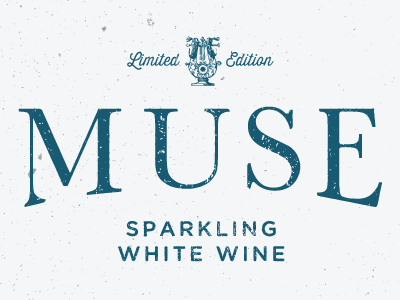 Muse Pixels label lyre sans serif script serif stamp wine