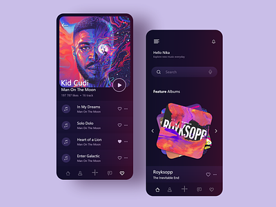 Music App Design design genres hiphop kidcudi music music app music app ui music application music art music design music player musician onlineapp onlineapplication player rap ui ui design uidesign uiux