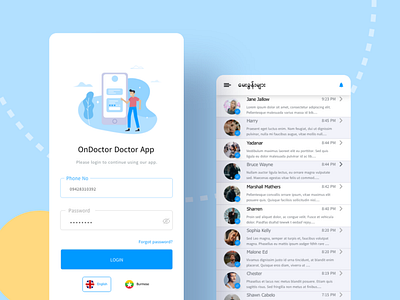 onDoctor Doctor App app design doctor mobile app mobile app design mobileapp myanmar telehealth ui design user experience user interface ux design
