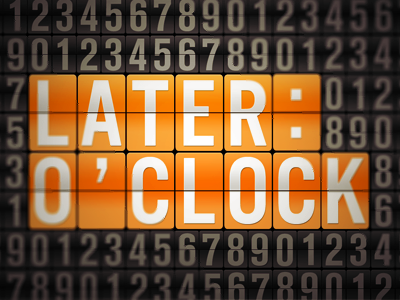 Later O'Clock flip clock orange sermon