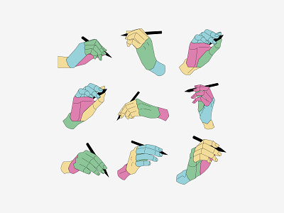 Colored Hands hands illustration illustrator positions vector vectorart