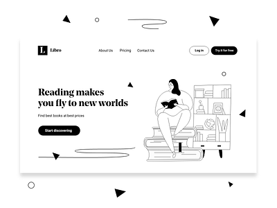 Libro blackandwhite clean clean ui flat illustration homepage illustration minimal simple ui uidesign webdesign