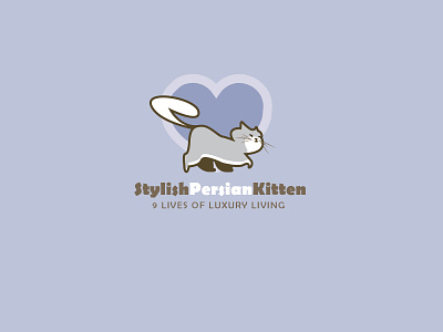 Stylish Persian Kitten. Logo for a luxury cattery in USA.