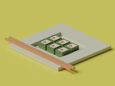 3D sushi tray 3d 3dillustration blender blender3d sushi sushitray tray