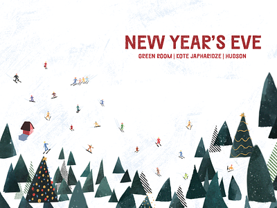 Rooms New Year christmas colors design dream illustration new year ski snow trees