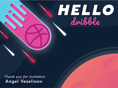 Hello dribble art debut debutshot design dribble firstshot flat hello dribble icon web illustration space ux vector web