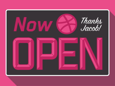 Open for Dribble Business debut dribble open pink sign signage