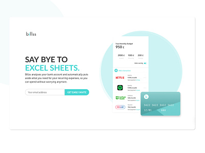 Landing Page for Billss app design finance app financial advisor financial app landing design landing page landing page design tech web