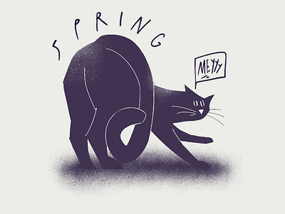 Spring cat black and white cat character design drawing graphic illustraion