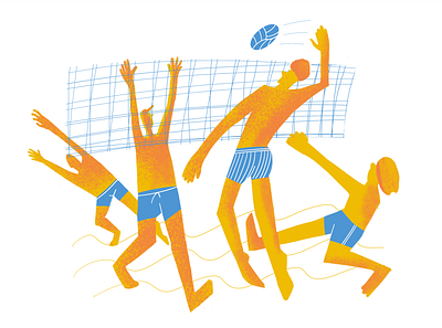 illustration set beach beach ball black and white character illustraion illustration sport summer tenis volleyball yoga