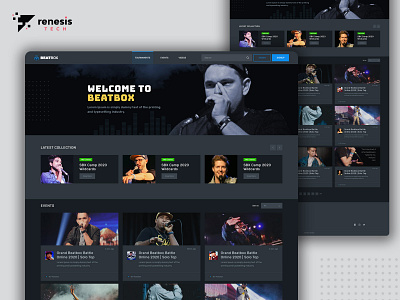 BeatBoxing adobexd beat boxing beatboxing competition contests dark mode dark website dashboad design illustration music music player ui video streaming web app design web deisgn web design agency web designer web development website