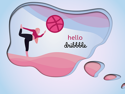 Hello Dribbble desert illustration pink vector woman