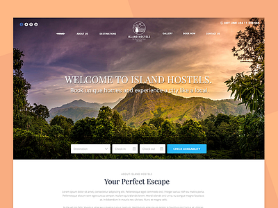 Island Hostels clean design hostels landing page sri lanka tourism travel ui ux web website
