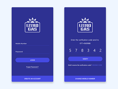 LITRO Gas Dealers - Login & Verify Screens android app dealers design login material minimal mobile simple ui ux verification