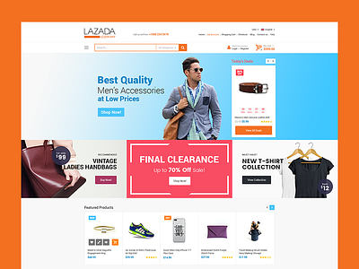 Lazada Redesign Concept clean ecommerce homepage landing minimal product shop site ui ux web webpage