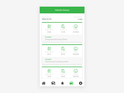Shopflow - Vehicle History android app cards clean design ios minimal mobile service ui ux vehicle