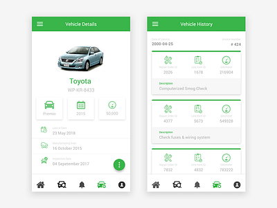 Shopflow - Vehicle Details & History android app cards clean design ios minimal mobile service ui ux vehicle
