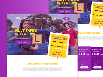 Study2Drive car clean drive homepage landing page pricing simple study ui ux web website