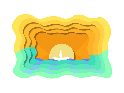 The Sunset background flat illustration