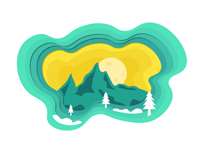 Mountain Papercut illustration paper vector