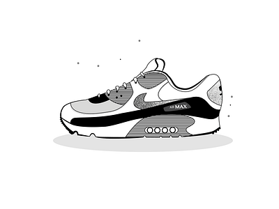 07 illustration monochrome nike air max shoe vector