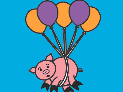 When Pigs Fly animal flying pig idiom illustration pig pun vector