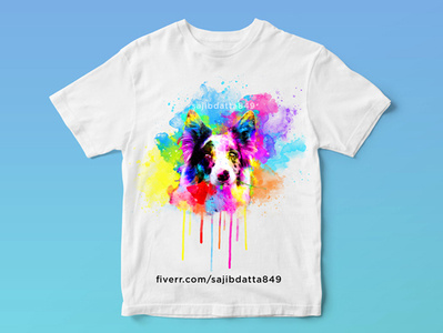 Watercolor t shirt design of dog