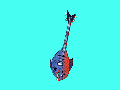 Fish Guitar 2d 2d art animation art artwork cartoon character design colorful design fish graphic design guitar icon illustration