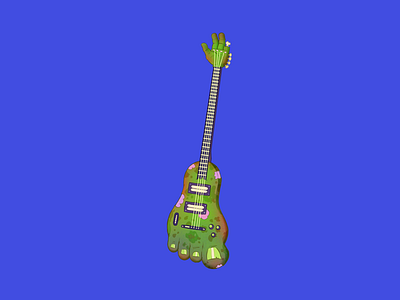 Zombie Guitar art artwork cartoon characters colorful design drawing funny guitar halloween hand drawn icon illustration music weird zombie
