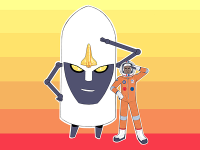 Rocket Robot & Astronaut Kid animation astronaut cartoons character design illustration nasa robots space shuttle visual development