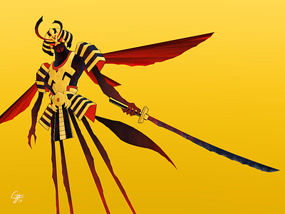 Hornet Samurai animation bug warrior cartoons character design concept art drawing hornet illustration samurai sword texture visual development