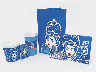 Queen City Café branding cartoon character design logo design mascot packaging pop art portrait queen woman