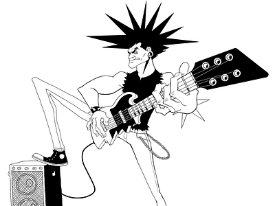 Punk art cartoon character design drawing guitar illustration punk rock