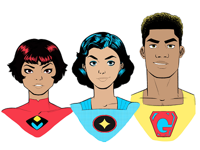 Super Team Portraits artwork cartoons character design comics design drawing illustration portraits superheroes