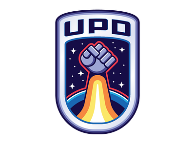 United Planetary Defense arcade badge colorful crest design futurism graphic icon illustration insignia logo logo design nasa retro robot space stars typography vector vintage