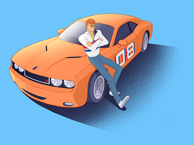 Illustration animation art car cartoons character design dodge challenger illustration muscle car