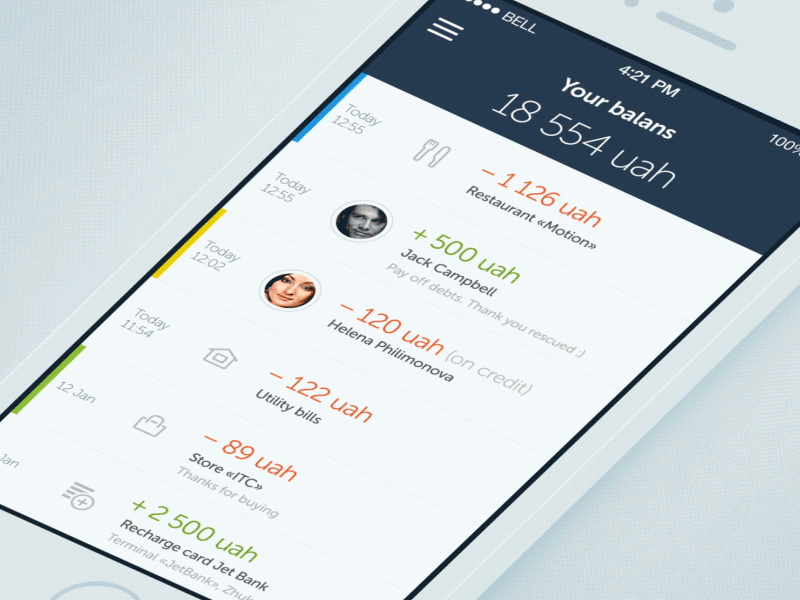Jetbank – Online mobile banking ukraine ios animation design flat gif ios animation interactive banking feed finance ios7