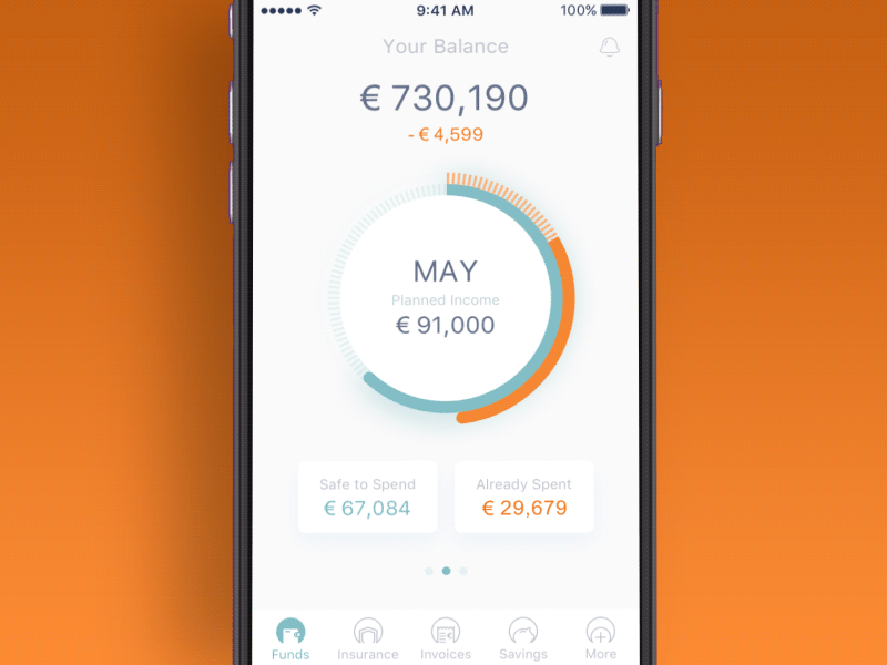 DNB Bank Norway App animation balance bank banking cash fintech interface ios money spendings spent ukraine