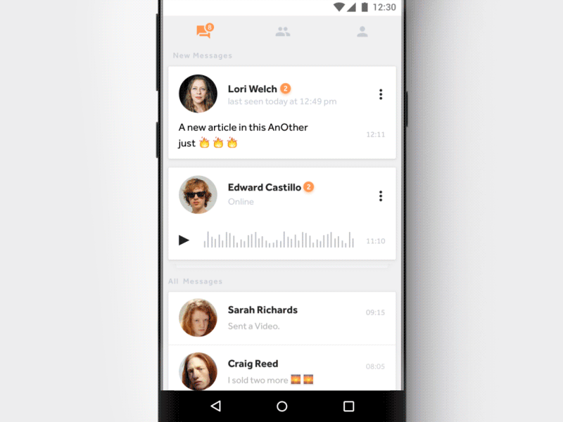 Messenger UI android android ui animation chat group interface messages messenger notifications ukraine