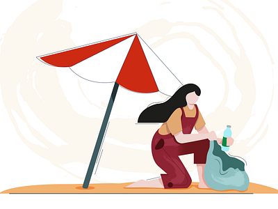 GIRL ON A BEACH character character design flat girl graphic illustration recycle vector