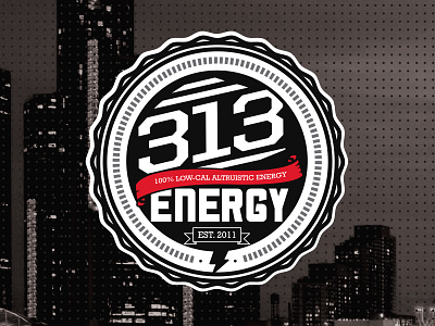 313Energy Logo 313 badge detroit drink energy lightning logo soda