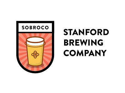 Stanford Brewing Company atom atomic beer brandon brew brewing crest grotesque rays red stanford sun