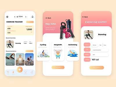 Exercise Tracker app design ui user experience design user interface design ux vector