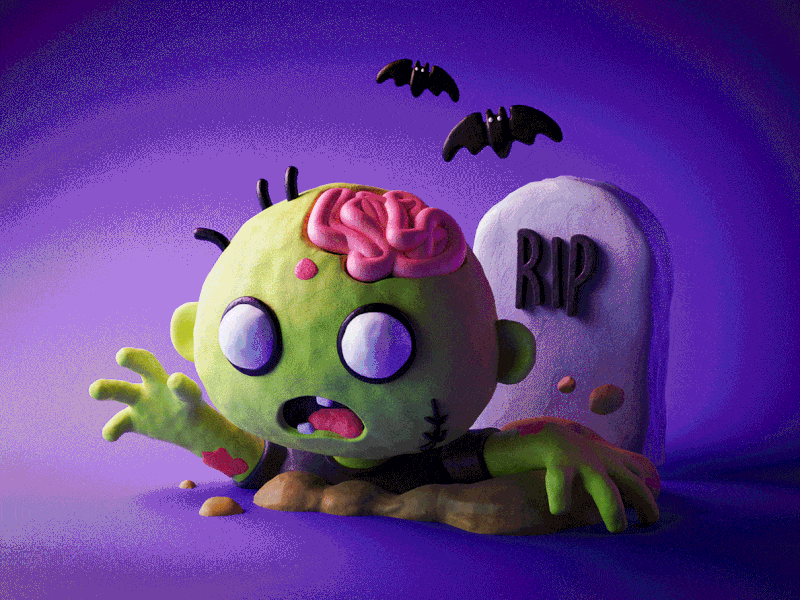 Halloween Low poly Clay Zombie - Animation illustration