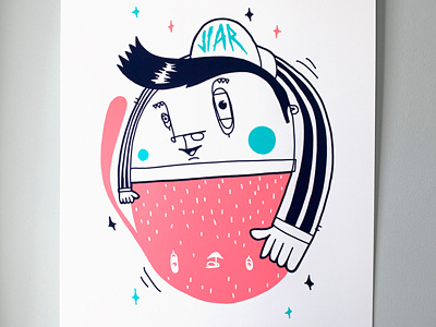 Two Of Us character hand drawn hand pulled hand pulled illustration london print screen print silkscreen