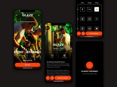📆 Class booking app booking booking system class dark fitness health ios app design red ux web