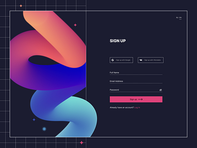 Sign up page daily ui dark form log in mesh sign up page splash ui